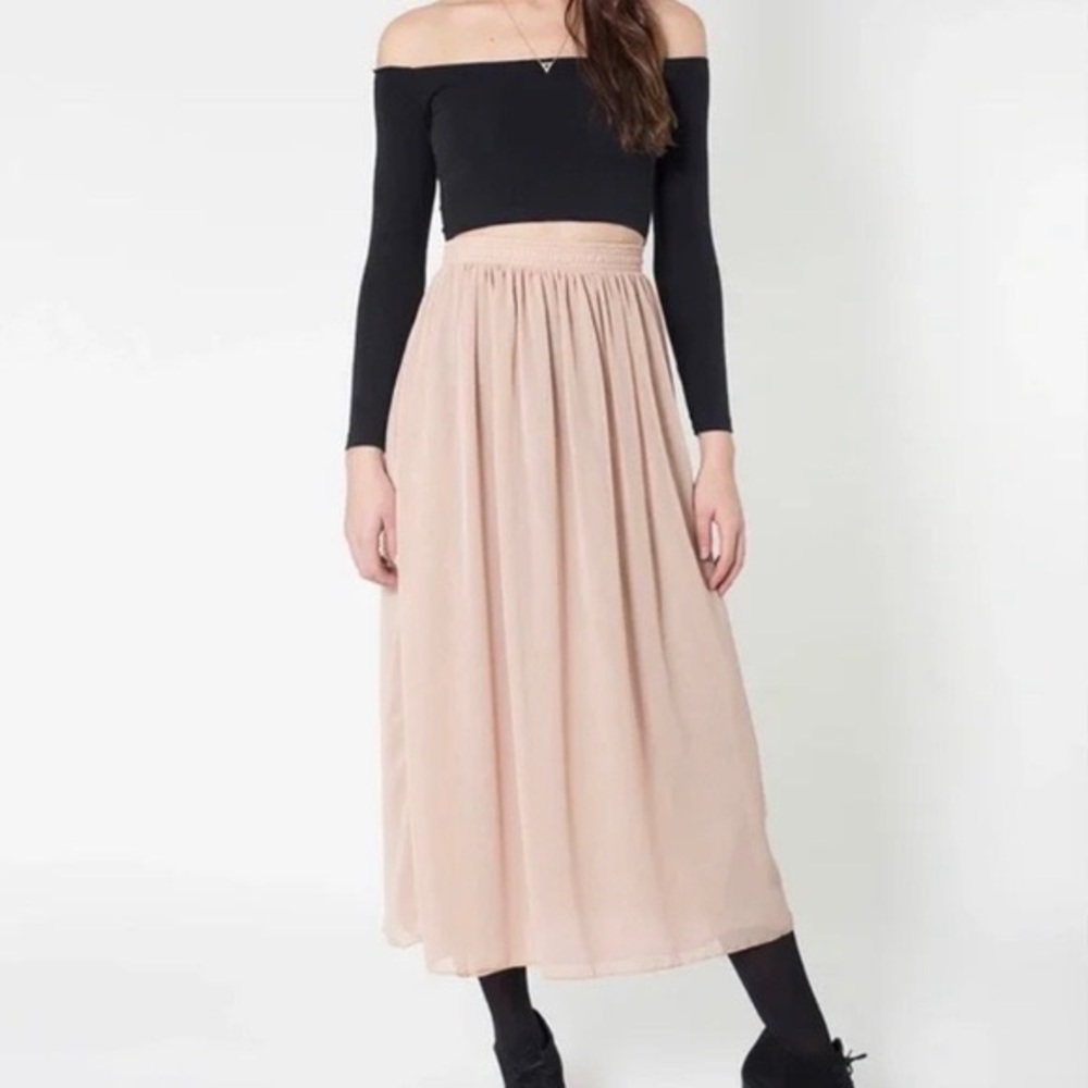 Nude/Blush chiffon maxi skirt